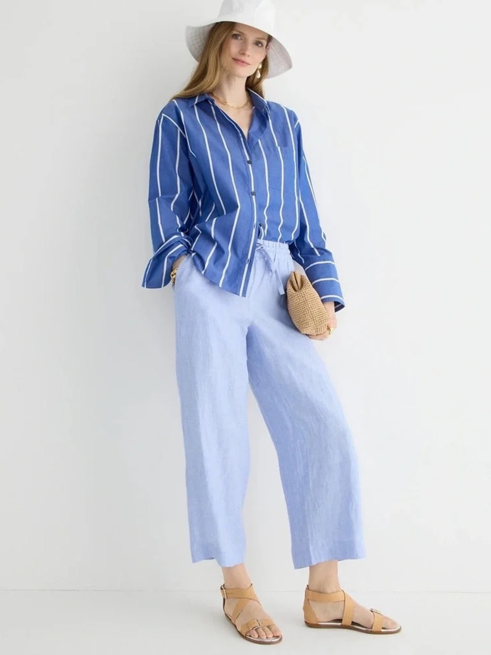 J.Crew Linen wide-leg seaside pant in linen